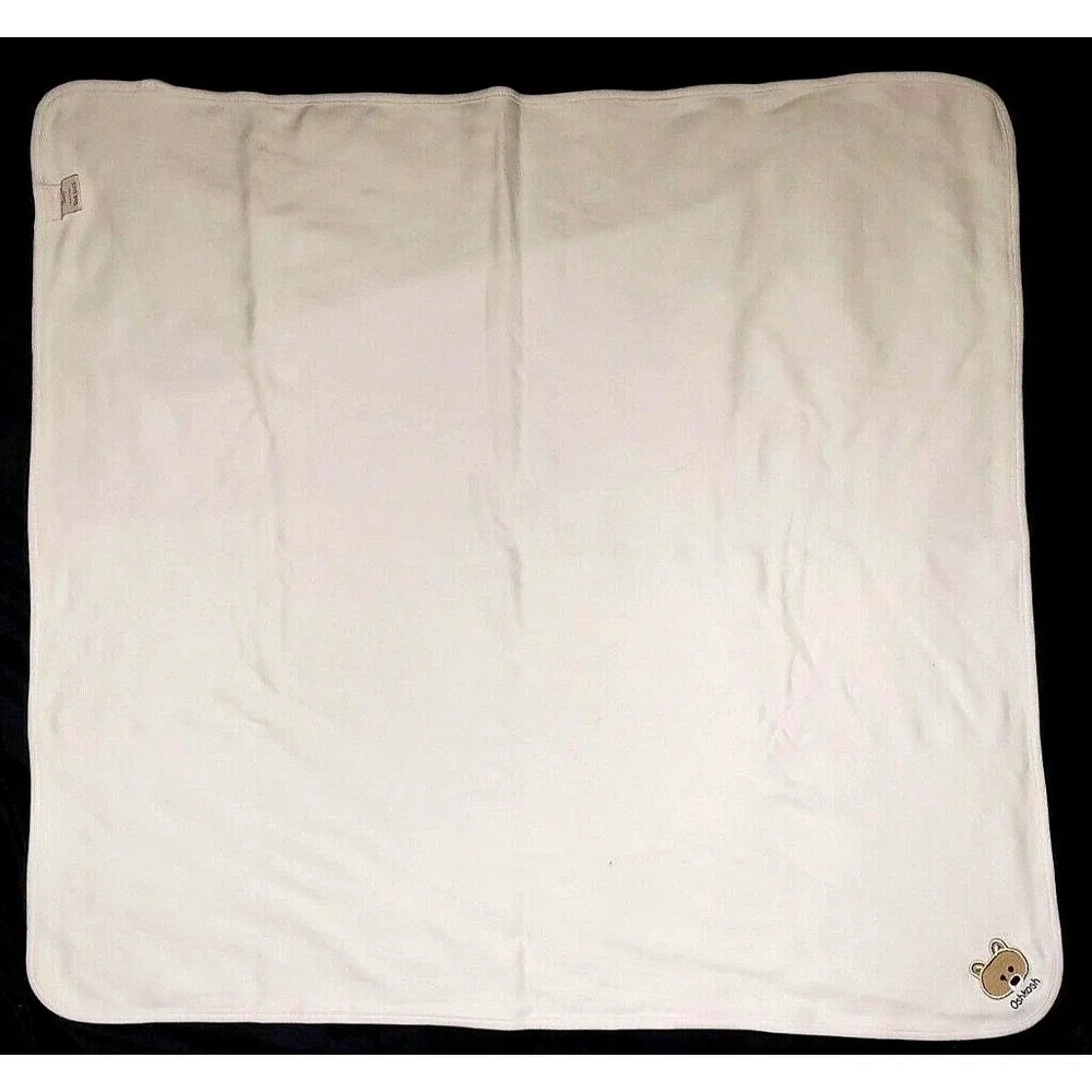 Oshkosh Critters‎ Woodland Friends Cotton Bear Blanket Beige Brown Stripe Baby